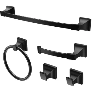 5-Piece Matte Black Bathroom Hardware Set