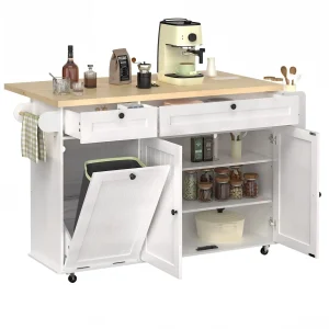 Mobile Kitchen Island with Power Outlet