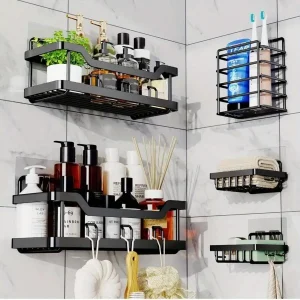 Rustproof Adhesive Shower Caddy Basket Set