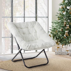 Cozy Soft Faux Fur Folding Lounge Saucer Chair