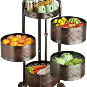 4-Tier / 5-Tier Rotating Mobile Kitchen Storage Cart