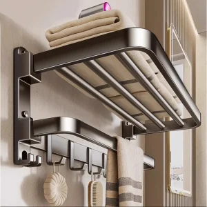 Wall Mounted Aluminum Towel Rack and Storage