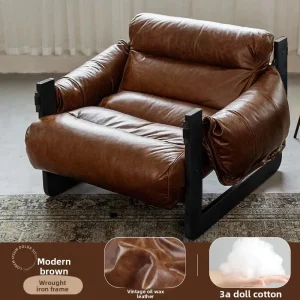 Antique Faux Leather Accent Sofa Chair