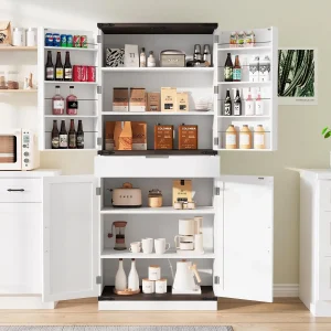 Kitchen Pantry Storage Cabinet with Doors and Shelves