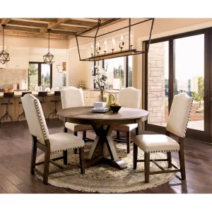 5-Piece Light Oak Round Table Dining Set