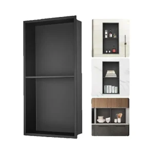 Recessed Wall Shower Niche in Black Stainless Steel